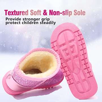 Elcssuy Girls Glitter Snow Boots Toddler/Little Girls Warm Winter Comfy Cute Outdoor Sparkle Boots Pink 10 Toddler
