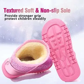 Elcssuy Girls Glitter Snow Boots Toddler/Little Girls Warm Winter Comfy Cute Outdoor Sparkle Boots Pink 10 Toddler