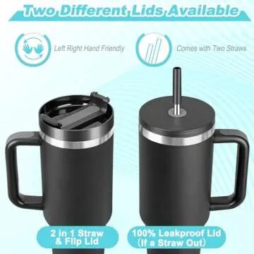 40 oz Stainless Steel Tumbler with Handle and Straw