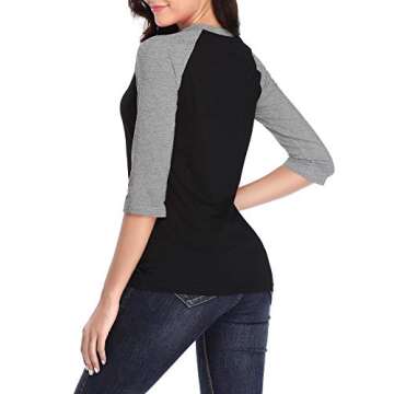 HUHOT Cotton Crew Neck 3/4 Sleeve Jersey Shirt Baseball Tee Raglan T-Shirts