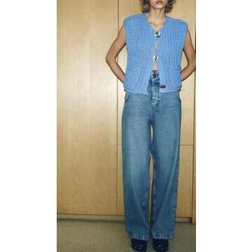 Argeousgor Women Y2k Knitted Vest Button Down Sleeveless Tank Top Crew Neck Vintage Crop Tops Cute Going Out Crop Vest M