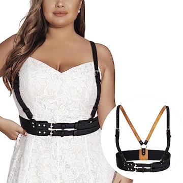 BODIY XXL Plus Size Stylish PU Leather Black Harness for Women