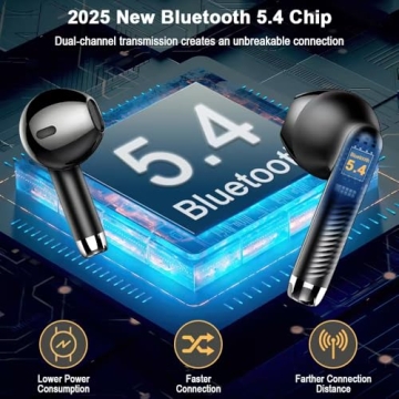 Wireless Earbuds V5.4, 56H Playtime, IP7 Waterproof Earphones
