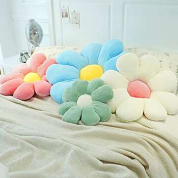 Flower Pillow Cute and Comfortable Floor Cushions Soft Fun Plant Throw Pillows Preppy Aesthetic Room...