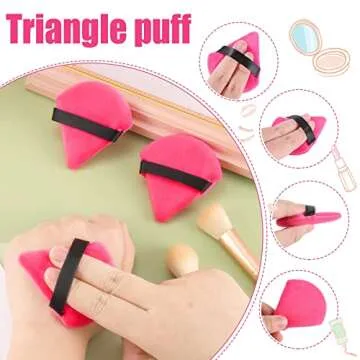 Pimoys 6 Pieces Powder Puff Face Soft Triangle Makeup Puff Velour Puffs for Loose Powder Setting Powder Cosmetic Foundation Sponge Beauty Makeup Tool, Rose Red