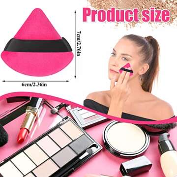Pimoys 6 Pieces Powder Puff Face Soft Triangle Makeup Puff Velour Puffs for Loose Powder Setting Powder Cosmetic Foundation Sponge Beauty Makeup Tool, Rose Red