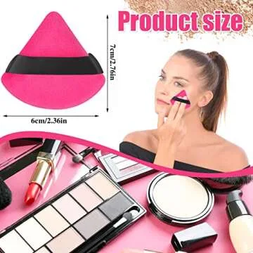 Pimoys 6 Pieces Powder Puff Face Soft Triangle Makeup Puff Velour Puffs for Loose Powder Setting Powder Cosmetic Foundation Sponge Beauty Makeup Tool, Rose Red