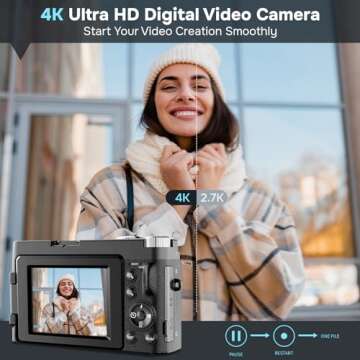 4K Digital Camera for Photography Autofocus, Upgraded 48MP Vlogging Camera for YouTube with SD Card,...