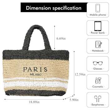 Stylish OWGSEE Straw Beach Bag for Women - Summer Tote