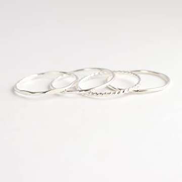 silver stacking rings. SET of FOUR. sterling silver stack rings. minimalist rings. stackable silver ...