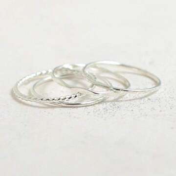 silver stacking rings. SET of FOUR. sterling silver stack rings. minimalist rings. stackable silver rings. twist, hammered, stardust, smooth.