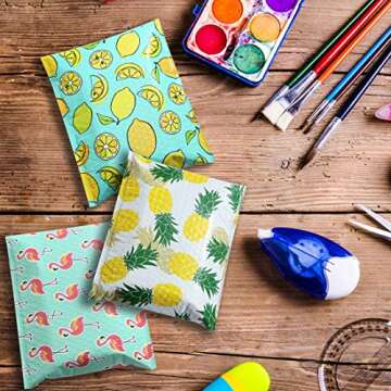 UCGOU Bubble Mailers 6x10 Inch Mixed Colors Pattern 48 Pcs Total-16 Pcs Each of 3 Poly Padded Envelopes Small Business Self Seal Boutique Shipping Bags（Lemon,Flamingo,Pineapple)