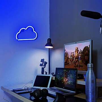 Lumoonosity Cloud Neon Sign, USB Powered Blue Cloud Neon Light with On/Off Switch, Cloud Led Sign for Wall Decor, Aesthetic Hanging Neon Signs, Neon Lights for Bedroom, Living Room, Gaming Room Setup