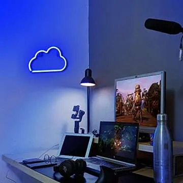 Lumoonosity Cloud Neon Sign, USB Powered Blue Cloud Neon Light with On/Off Switch, Cloud Led Sign for Wall Decor, Aesthetic Hanging Neon Signs, Neon Lights for Bedroom, Living Room, Gaming Room Setup