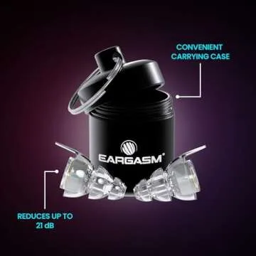 Eargasm High Fidelity Earplugs with Transparent Filters - Reusable Noise Reduction Hearing Protection Ear-Plugs with Carrying Case for Motorcycle, Concerts, Festivals, Raves, Live Events, Sports