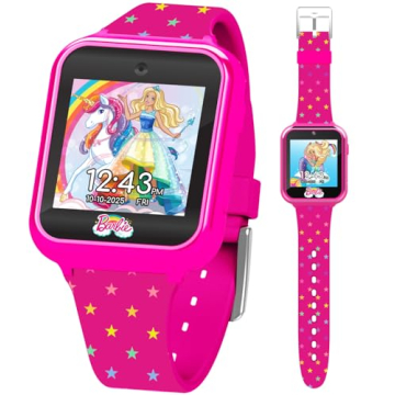 Accutime Kids Mattel Barbie Pink Educational Learning Touchscreen Smart Watch Toy for Girls, Boys, T...