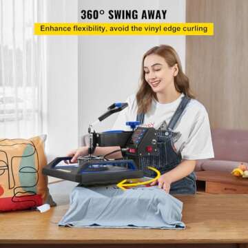 VEVOR Heat Press Machine, 12 x 15 Inches, Fast Heating, 360 Swing Away Digital Sublimation T-Shirt V...