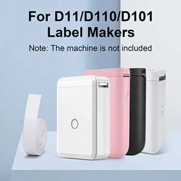NIIMBOT Thermal Label Maker Paper 0.5" 4.3" Stickers Waterproof Tear-Resistant Replacement for D11/D110 Label Printer Office&Home Cable 65 Labels/Roll (White)