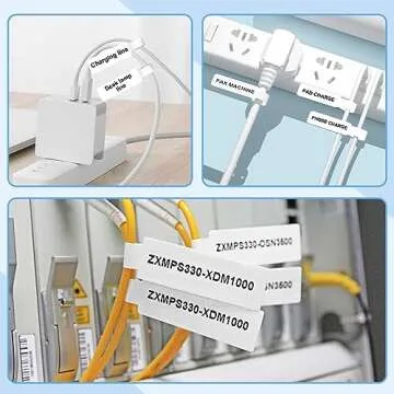 NIIMBOT Thermal Label Maker Paper 0.5" 4.3" Stickers Waterproof Tear-Resistant Replacement for D11/D110 Label Printer Office&Home Cable 65 Labels/Roll (White)