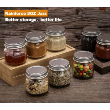 Premium Rainforce Mason Jars 8 oz 30 Pack for Canning
