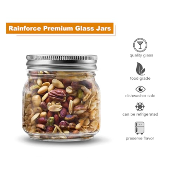 Premium Rainforce Mason Jars 8 oz 30 Pack for Canning