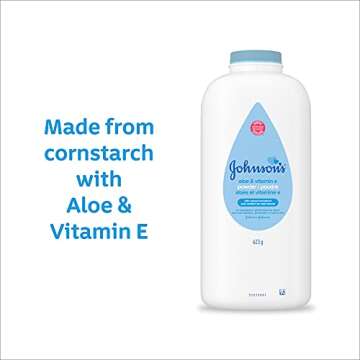 Johnson's Baby Powder, Naturally Derived Cornstarch with Aloe & Vitamin E for Delicate Skin, Hypoall...