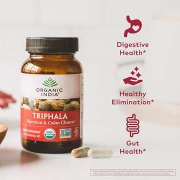 ORGANIC INDIA Triphala Capsules Organic - Herbal Supplement with Amla, Bibhitaki, Haritaki, Digestio...