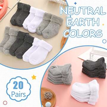 Janmercy 20 Pair Preemie Socks for Newborns - Unisex Style