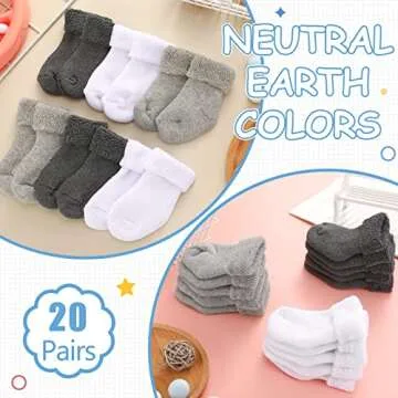 Janmercy 20 Pair Preemie Socks for Newborns - Unisex Style