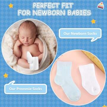 Janmercy 20 Pair Preemie Socks for Newborns - Unisex Style