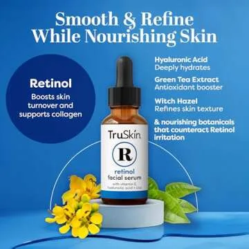 TruSkin Retinol Serum for Face – Gentle Anti-Aging Serum with Retinol, Hyaluronic Acid, and Vitamin E for A More Youthful Feel – Skin Care Made to Improve Fine Lines, Wrinkles, 2 fl oz