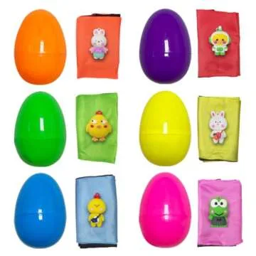 Pinkiwine 6 Pack Easter Eggs with Easter Parachute Toys Throwing Toy for Kids Boys Girls Easter Bask...