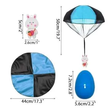 Pinkiwine 6 Pack Easter Eggs with Easter Parachute Toys Throwing Toy for Kids Boys Girls Easter Basket Stuffers Fillers Gifts Party Favors