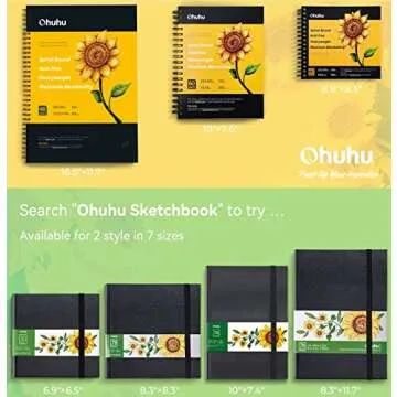 Ohuhu Marker Pads Art Sketchbook - 8.9"x8.3" Portable Square Size - 120 LB/200 GSM Drawing Papers - 60 Sheets/120 Pages - Spiral Bound Sketch Drawing Book for Alcohol Markers Christmas Gift