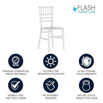 Flash Furniture Hercules Series Children's Resin Event Chair, Commercial/Residential All Occasion Chair, 330 lb. Static Weight Capacity, White