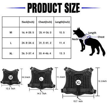 TOPTIE Tactical Service Dog Harness, Dog Training Vest Pet Harness with Molle Pouches and Bottle Holder-TAN-M