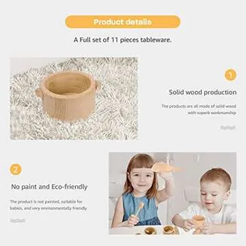 MONT PLEASANT Montessori Toys Sensory Bin Toys for 1 Year Old Toddlers, 11pcs Wooden Waldorf Toys Wooden Scoops and Tongs for Transfer Work and Fine Motor Skills Development