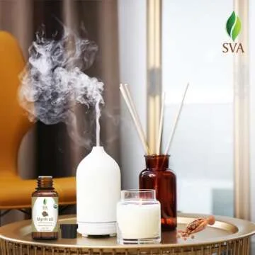 SVA Myrrh Essential Oil Organic – 1/3 Fl Oz – 100% Natural Organic Myrrh Oil - for Diffuser, Hair Care, Face, Skin Care, Aromatherapy, Scalp and Body Massage, Soap and Candle Making