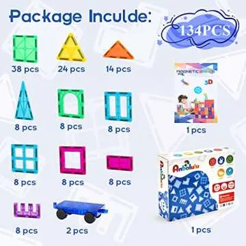 Anbalulu Magnetic Building Tiles Set - 134PCS Creative STEM Toy for Kids