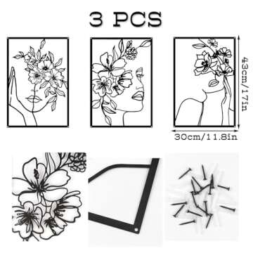 DETENE 3 Pieces Minimalist Abstract Metal Wall Art Decor Set