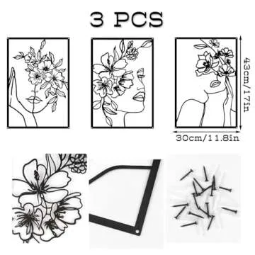 DETENE 3 Pieces Minimalist Abstract Metal Wall Art Decor Set