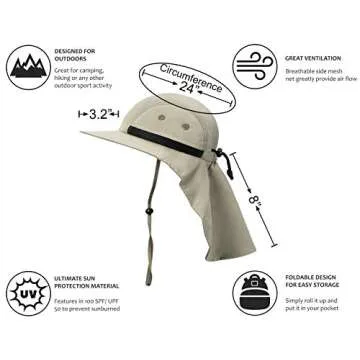 Tirrinia Wide Brim Hat with Neck Flap - Ultimate Sun Protection for Outdoor Activities