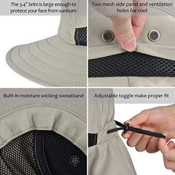 Tirrinia Wide Brim Hat with Neck Flap for Outdoor Fun