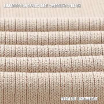 Organic Ribbed Swaddle Blanket for Boys & Girls - 100% Luxury Organic Soft Cotton Knit Warm Cozy Cuddle Stroller Crib Blanket for Newborns, Infants, & Toddlers (Oatmeal)