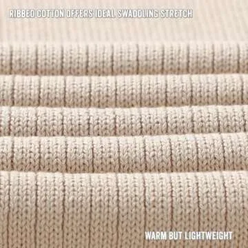 Organic Ribbed Swaddle Blanket for Boys & Girls - 100% Luxury Organic Soft Cotton Knit Warm Cozy Cuddle Stroller Crib Blanket for Newborns, Infants, & Toddlers (Oatmeal)