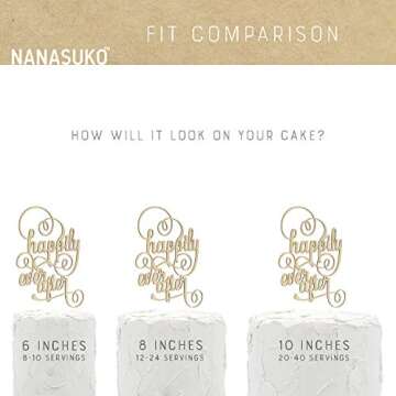 NANASUKO Wedding Cake Topper - happily ever after - Double Sided Gold Glitter - Premium quality Made in USA