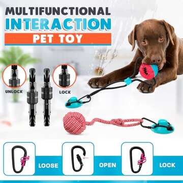 SELAPET Dog Suction Cup Toy - Tug of War Style with Rope, Dogs Interactive Ball, Large Aggressive Chewers & Puppy - Wear-Resistant Pull, Teeth-Cleaning Chew, Multifunctional Design