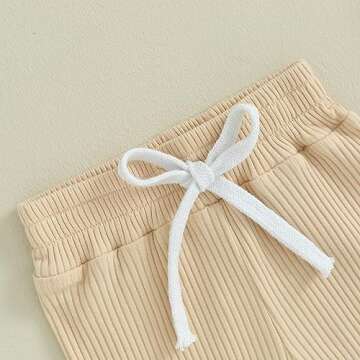 Toddler Baby Boy Girl 3 Pack Jogger Pants Ribbed Cotton Solid Color Drawstring Active Sweatpants Fall Winter Clothes (Ribbed Grey+Apricot+Blue, 0-6 Months)