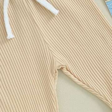 Toddler Baby Boy Girl 3 Pack Jogger Pants Ribbed Cotton Solid Color Drawstring Active Sweatpants Fall Winter Clothes (Ribbed Grey+Apricot+Blue, 0-6 Months)