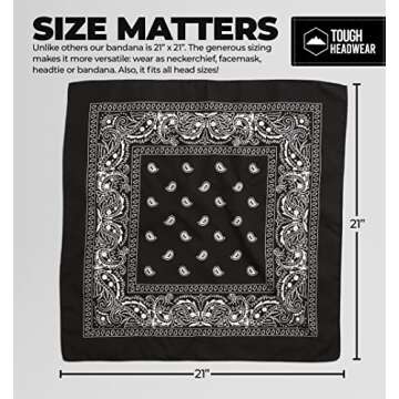 Tough Headwear Large Bandana Headband - Handkerchief Bandanas for Men & Women - Cowboy Scarf - Paisley Bandana Pack
